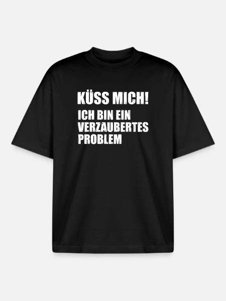 Kiss me, I'm an enchanted problem - Boxy Heavyweight Unisex Organic T-Shirt by Stanley/Stella - black