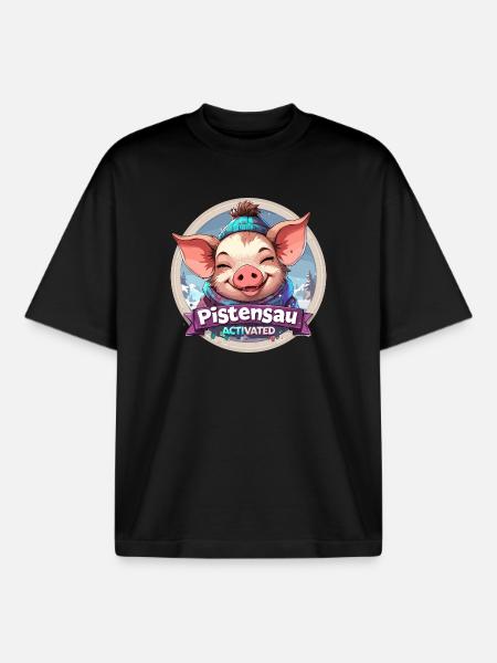 Pistensau Activated Winter Scene Apreski Party - Boxy Heavyweight Unisex Organic T-Shirt by Stanley/Stella - black