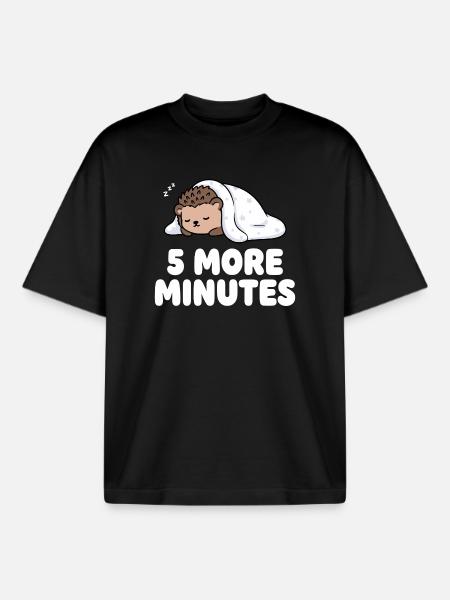 5 more minutes sleep hedgehog - Boxy Heavyweight Unisex Organic T-Shirt by Stanley/Stella - black