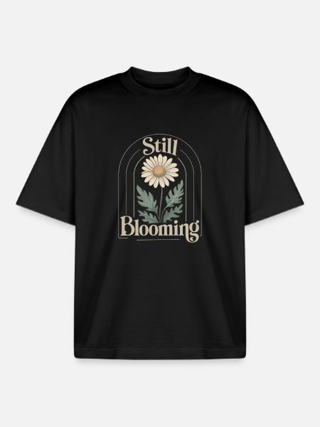 Marguerites millésimées douces - T-shirt unisexe boxy épais biologique Stanley/Stella - noir