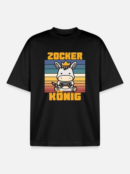 Zocker König krone auf esel - Boxy Heavyweight Unisex Organic T-Shirt von Stanley/Stella - Schwarz