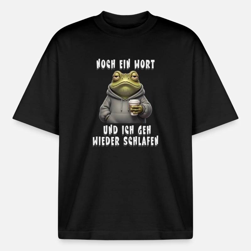 Grumpy Frog Coffee Mood - Boxy Heavyweight Unisex Organic T-Shirt by Stanley/Stella - black