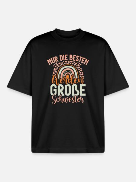 Seules les meilleures deviennent grandes sœurs - T-shirt unisexe boxy épais biologique Stanley/Stella - noir