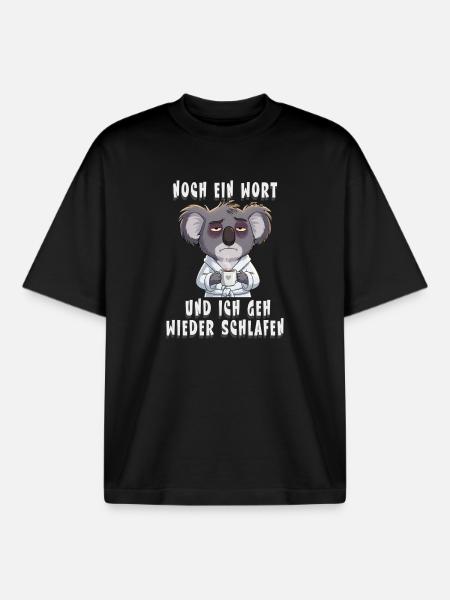 Müder Koala Morgenmuffel Spruch - Boxy Heavyweight Unisex Organic T-Shirt von Stanley/Stella - Schwarz