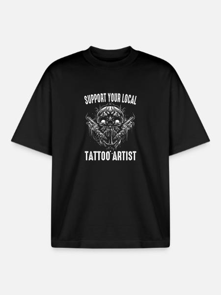 Tattoo Artist Gifts - Boxy Heavyweight Unisex Organic T-Shirt by Stanley/Stella - black