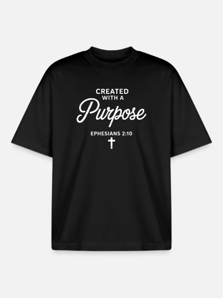 Purposeful Faith Ephesians 2:10 - Boxy Heavyweight Unisex Organic T-Shirt by Stanley/Stella - black