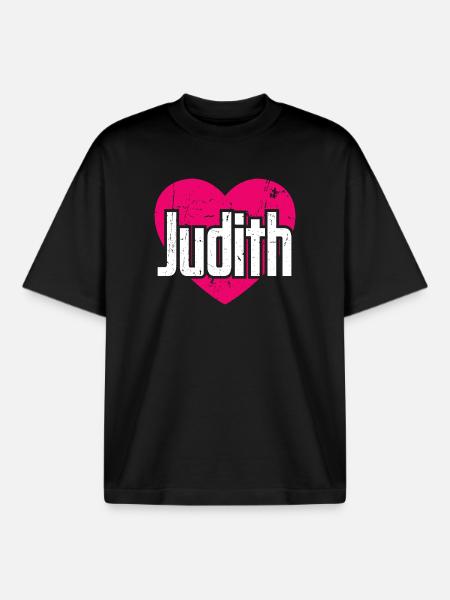 J’aime Judith Coeur rose J’aime Judith - T-shirt unisexe boxy épais biologique Stanley/Stella - noir