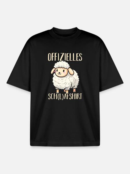 Official Sleep Shirt Sleeping Sheep - Boxy Heavyweight Unisex Organic T-Shirt by Stanley/Stella - black
