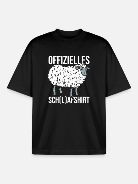 Official Sleep Shirt Sleeping Sheep - Boxy Heavyweight Unisex Organic T-Shirt by Stanley/Stella - black