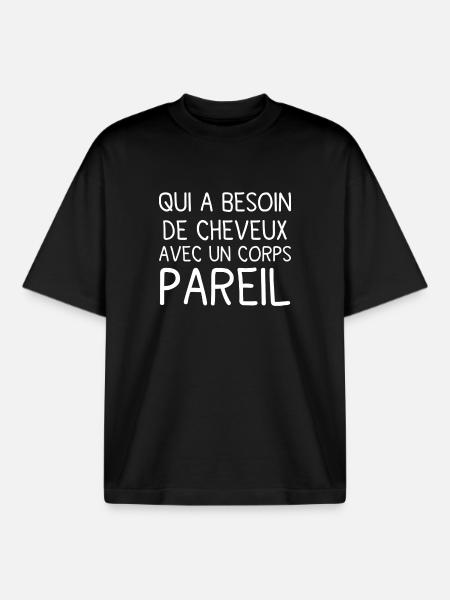 Body and Hair: Bold Phrase - Boxy Heavyweight Unisex Organic T-Shirt by Stanley/Stella - black