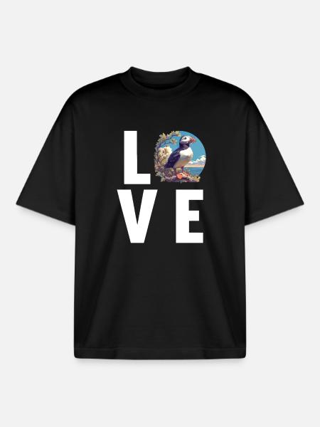 Puffin Papageientaucher - Boxy Heavyweight Unisex Organic T-Shirt by Stanley/Stella - black