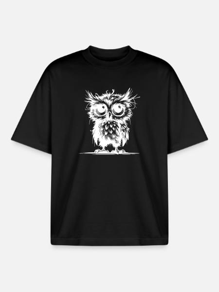 Müde Eulen Wächter des Waldes - Boxy Heavyweight Unisex Organic T-Shirt von Stanley/Stella - Schwarz