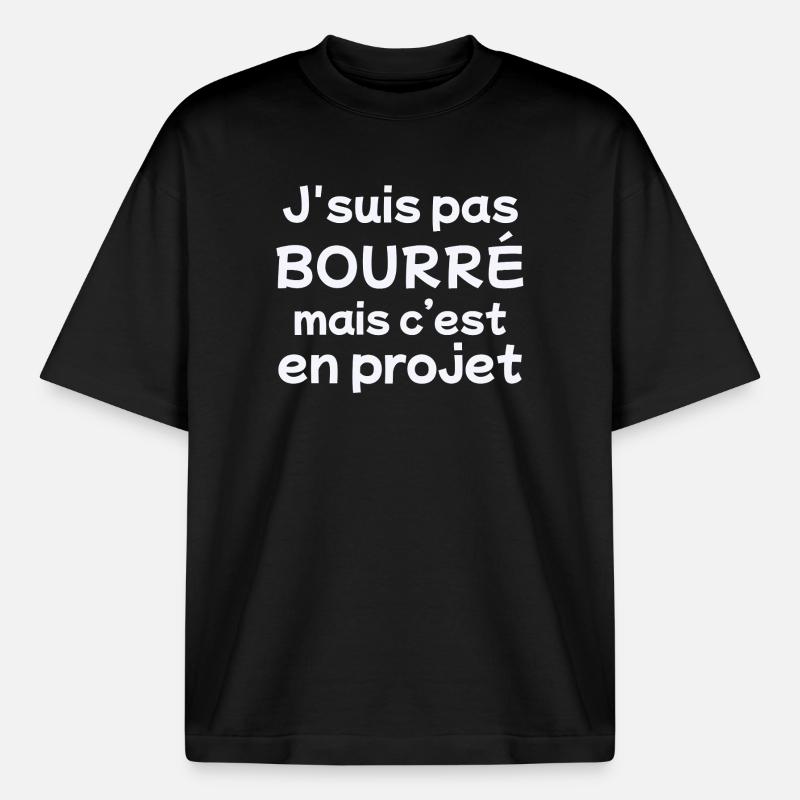 drunk, drunk, alcohol, drinker - Boxy Heavyweight Unisex Organic T-Shirt by Stanley/Stella - black