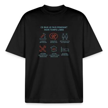 DIY und Freizeit - Boxy Heavyweight Unisex Organic T-Shirt von Stanley/Stella - Schwarz - Vorne - AI Model Male 185 light (185cm) & AI Model Female 172 dark (172cm)