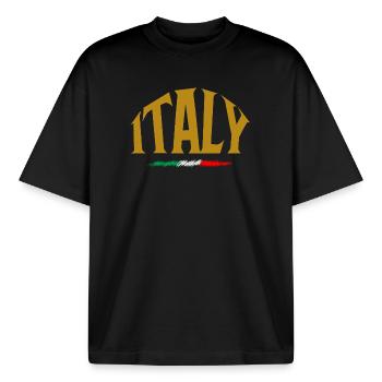 Italie - T-shirt unisexe boxy épais biologique Stanley/Stella - noir - Devant - AI Model Male 185 light (185cm) & AI Model Female 172 dark (172cm)