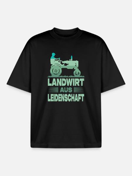 Farmer Gifts Agriculture Tractor Farmer - Boxy Heavyweight Unisex Organic T-Shirt by Stanley/Stella - black