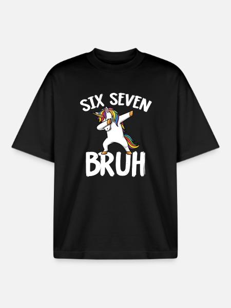 Sechs Sieben-Einhorn mit Regenbogen abtupfen - Boxy Heavyweight Unisex Organic T-Shirt von Stanley/Stella - Schwarz