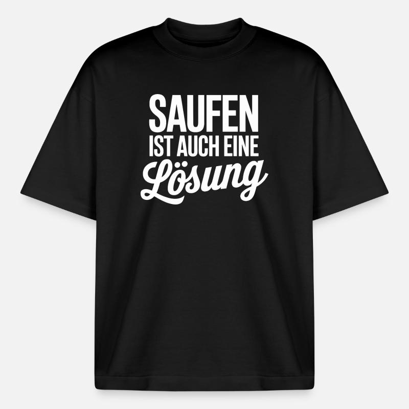 Drinking is also a solution - Boxy Heavyweight Unisex Organic T-Shirt by Stanley/Stella - black