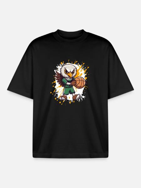 Basketball-Eule im Grünen Trikot - Boxy Heavyweight Unisex Organic T-Shirt von Stanley/Stella - Schwarz