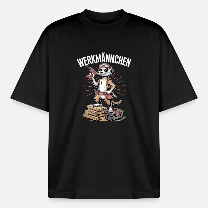 Erdmännchen Echter Heimwerker Mann Handwerker - Boxy Heavyweight Unisex Organic T-Shirt von Stanley/Stella - Schwarz