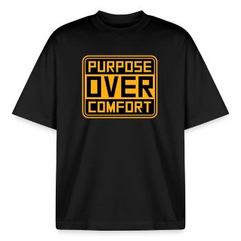 Purpose Over Comfort Motivation Mindset Growth - Boxy Heavyweight Unisex Organic T-Shirt by Stanley/Stella - black - Front - AI Model Male 185 light (185cm) & AI Model Female 172 dark (172cm)