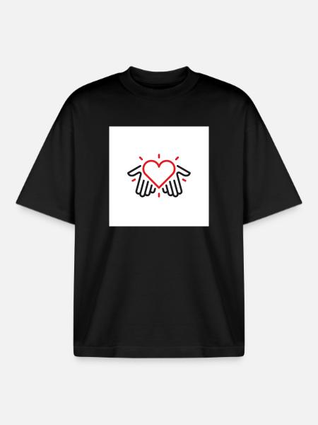 Hands of love - Boxy Heavyweight Unisex Organic T-Shirt by Stanley/Stella - black