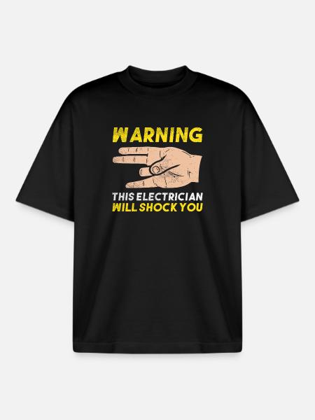 Advarsel: Denne elektriker vil give dig stød. Gavekunst - Stanley/Stella unisex boxy heavyweight T-shirt økologisk - sort