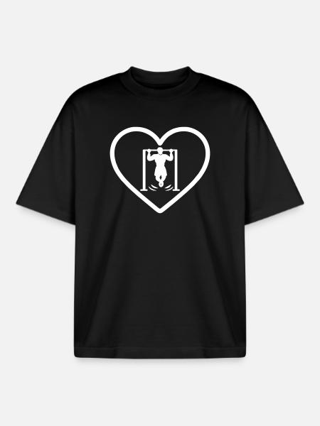 Heart Street Workout - Boxy Heavyweight Unisex Organic T-Shirt by Stanley/Stella - black