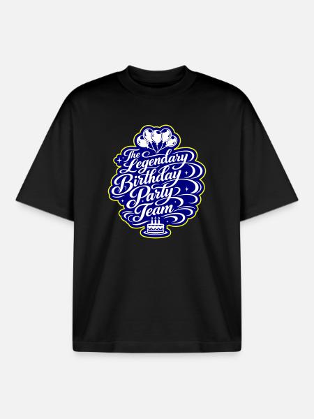Birthday Party Team Saying - Boxy Heavyweight Unisex Organic T-Shirt by Stanley/Stella - black