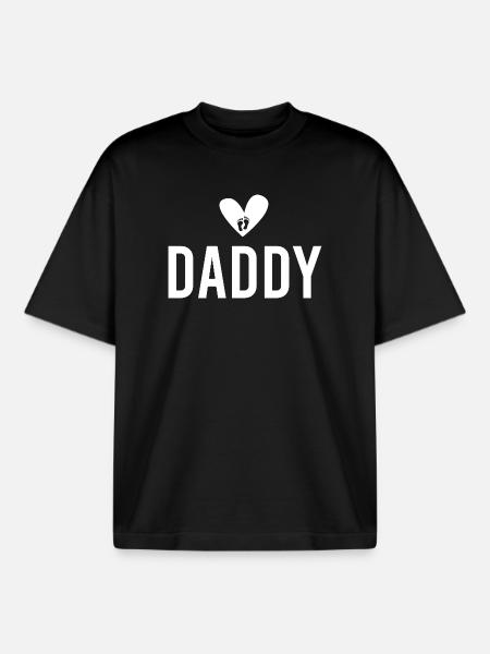 Heart Footprint Daddy Motif - Boxy Heavyweight Unisex Organic T-Shirt by Stanley/Stella - black