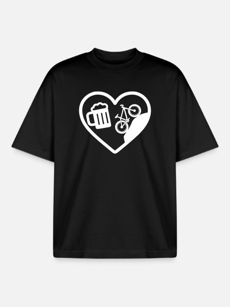Humour de VTT Heart Beer - T-shirt unisexe boxy épais biologique Stanley/Stella - noir