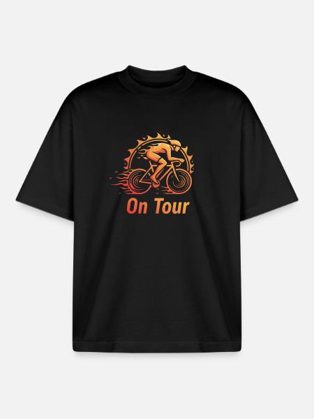 Cyclists On Tour - Boxy Heavyweight Unisex Organic T-Shirt by Stanley/Stella - black