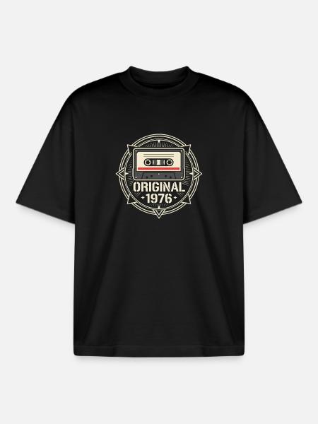 Anniversaire millésime original 1976 - T-shirt unisexe boxy épais biologique Stanley/Stella - noir