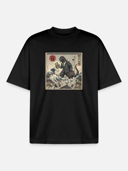 April 15 Tax Monster Suit - Boxy Heavyweight Unisex Organic T-Shirt by Stanley/Stella - black