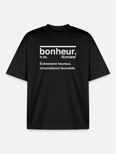 Happiness Dictionary Style Definition - Boxy Heavyweight Unisex Organic T-Shirt by Stanley/Stella - black