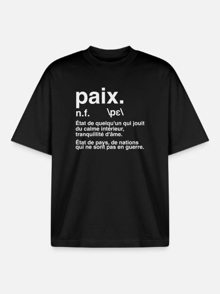 Peace Definition Dictionary Style - Boxy Heavyweight Unisex Organic T-Shirt by Stanley/Stella - black