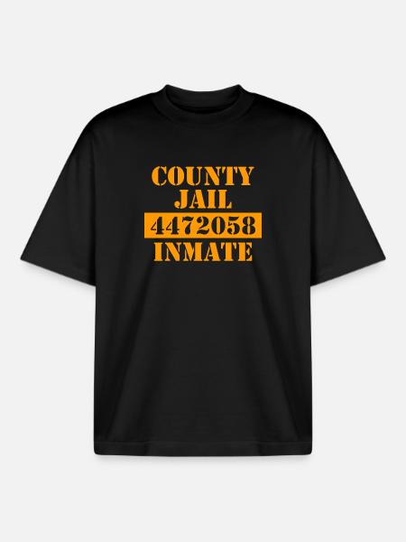 County Jail - Jail - Jail - Prisoner - Boxy Heavyweight Unisex Organic T-Shirt by Stanley/Stella - black