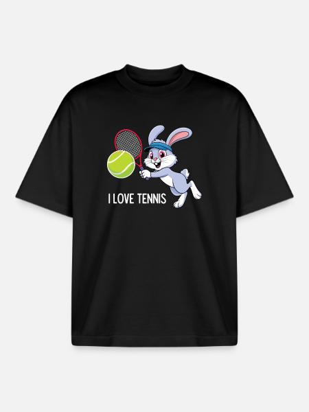I Love Tennis - Boxy Heavyweight Unisex Organic T-Shirt by Stanley/Stella - black