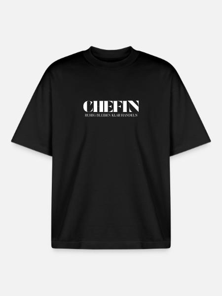 Chefin Spruch Ruhig bleiben klar handeln - Boxy Heavyweight Unisex Organic T-Shirt by Stanley/Stella - black