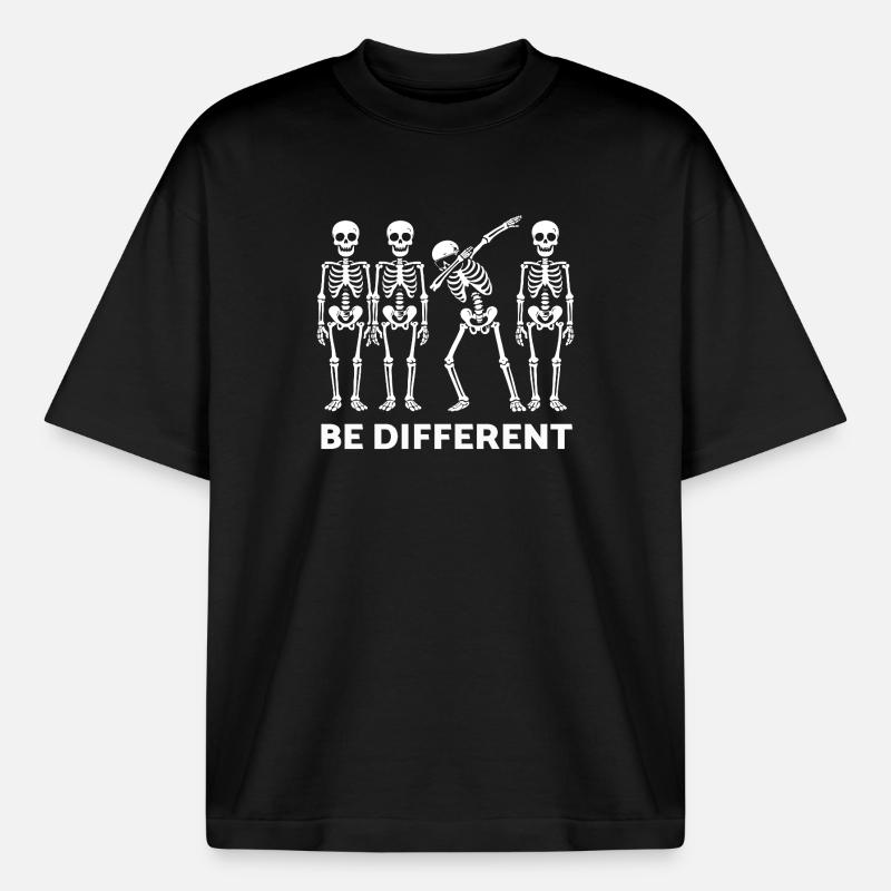 Be Different Skeleton Statement - Boxy Heavyweight Unisex Organic T-Shirt by Stanley/Stella - black