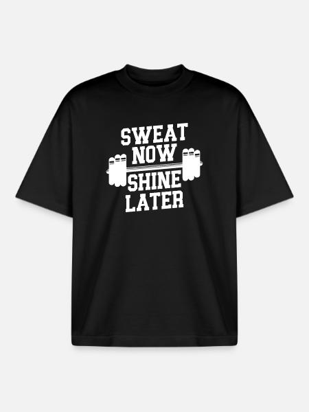 Sweat Today Shine Tomorrow - Boxy Heavyweight Unisex Organic T-Shirt by Stanley/Stella - black