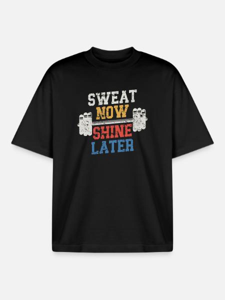 Sweat Now Shine Later - Boxy Heavyweight Unisex Organic T-Shirt by Stanley/Stella - black
