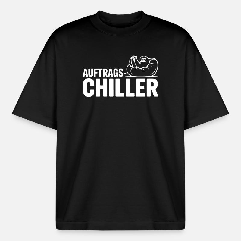 Commander Chiller Commander Chiller Bureau Sloth - T-shirt unisexe boxy épais biologique Stanley/Stella - noir