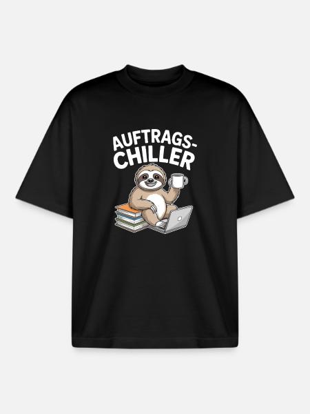 Commander Chiller Commander Chiller Bureau Sloth - T-shirt unisexe boxy épais biologique Stanley/Stella - noir