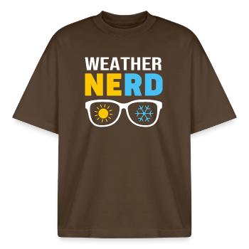 Storm Meteorology Meteorologist Tornado - Boxy Heavyweight Unisex Organic T-Shirt by Stanley/Stella - mocha - Front - AI Model Male 185 light (185cm) & AI Model Female 172 dark (172cm)