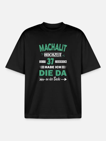 37 Years Relationship Anniversary Wedding Anniversary - Boxy Heavyweight Unisex Organic T-Shirt by Stanley/Stella - black