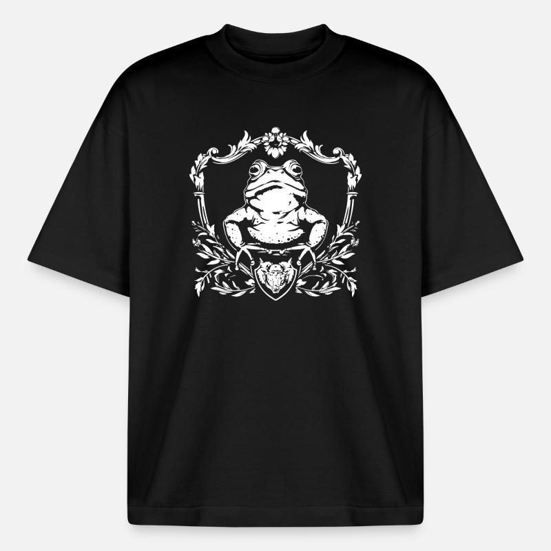 Toad in ornamental frame - Boxy Heavyweight Unisex Organic T-Shirt by Stanley/Stella - black