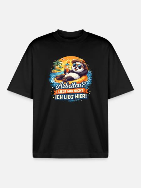 Panda Strandurlaub: Arbeit? Mir Nicht - Boxy Heavyweight Unisex Organic T-Shirt von Stanley/Stella - Schwarz
