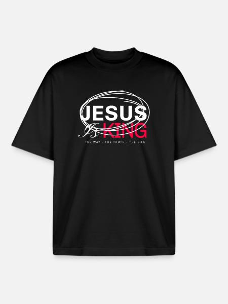 Jesus King Bold Typography - Boxy Heavyweight Unisex Organic T-Shirt by Stanley/Stella - black