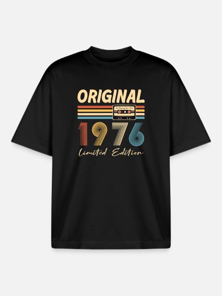 50-årsdag 50-årsjubileum original 1976 - Unisex boxy heavyweight ekologisk T-shirt Stanley/Stella - svart